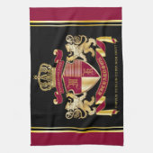 Maak uw eigen wapenschild Red Gold Lion Emblem Theedoek (Verticaal)