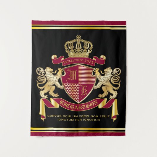 Maak uw eigen wapenschild Red Gold Lion Emblem Wandkleed (Voorkant)