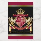 Maak uw eigen wapenschild Red Gold Lion Emblem Wijn Etiket (Enkel label)