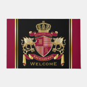 Maak uw eigen wapenschild Rood Gold Dragon Embleem Deurmat (Voorkant)