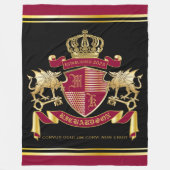 Maak uw eigen wapenschild Rood Gold Dragon Embleem Fleece Deken (Voorkant)