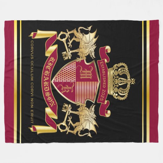Maak uw eigen wapenschild Rood Gold Dragon Embleem Fleece Deken (Voorkant (Horizontaal))