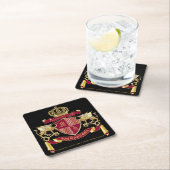 Maak uw eigen wapenschild Rood Gold Dragon Embleem Kartonnen Onderzetters (Insitu)