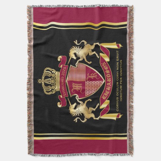 Maak uw eigen wapenschild rood-goudblauw-embleem deken (Voorkant Verticaal)