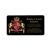 Maak uw eigen wapenschild rood-goudblauw-embleem etiket (Voorkant)