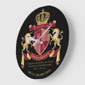 Maak uw eigen wapenschild rood-goudblauw-embleem grote klok (Hoek)