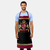 Maak uw eigen wapenschild rood-goudblauw-embleem schort (Gedragen)