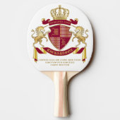 Maak uw eigen wapenschild rood-goudblauw-embleem tafeltennisbatje (Achterkant)