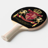 Maak uw eigen wapenschild rood-goudblauw-embleem tafeltennisbatje (Voorkant Gekanteld)