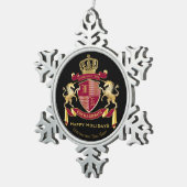 Maak uw eigen wapenschild rood-goudblauw-embleem tin sneeuwvlok ornament (Rechts)