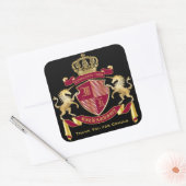 Maak uw eigen wapenschild rood-goudblauw-embleem vierkante sticker (Envelop)