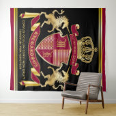 Maak uw eigen wapenschild rood-goudblauw-embleem wandkleed (In Situ (horizontaal))