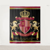 Maak uw eigen wapenschild rood-goudblauw-embleem wandkleed (Voorkant)