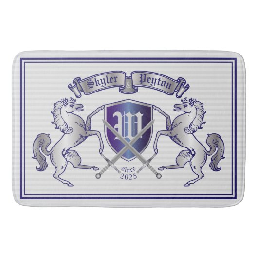 Maak uw eigen wapenschild Silver Horse Badmat (Voorkant)
