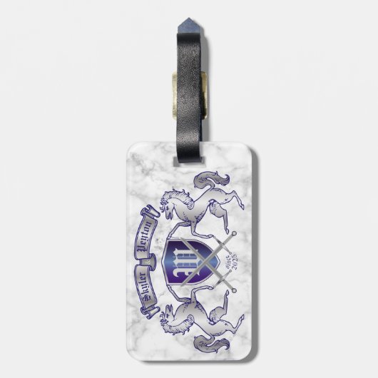 Maak uw eigen wapenschild Silver Horse Bagagelabel (Achterkant verticaal)