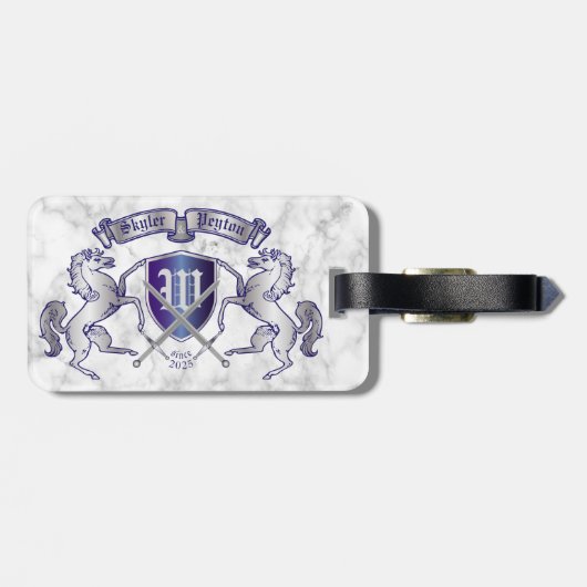 Maak uw eigen wapenschild Silver Horse Bagagelabel (Achterkant horizontaal)