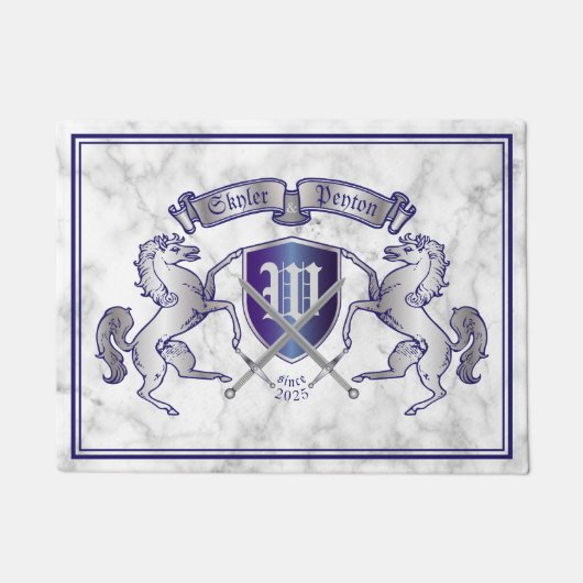 Maak uw eigen wapenschild Silver Horse Deurmat (Voorkant)