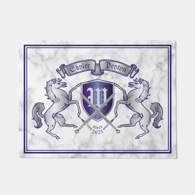 Maak uw eigen wapenschild Silver Horse Deurmat (Voorkant)