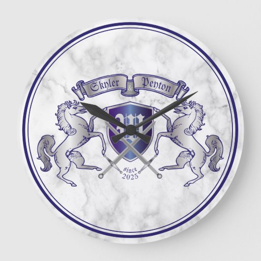 Maak uw eigen wapenschild Silver Horse Grote Klok (Voorkant)