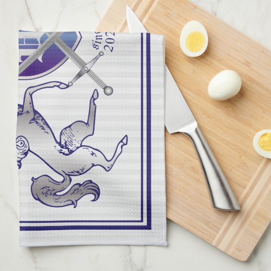 Maak uw eigen wapenschild Silver Horse Theedoek (Quarter Fold)