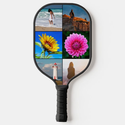 Maak uw eigen zes Afbeelding aangepaste fotocollag Pickleball Paddle (Achterkant)