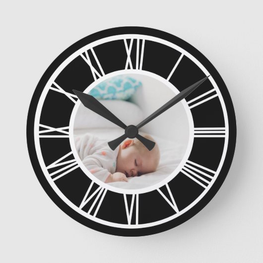 Maak Uw Foto Persoonlijke Roman Numerieke Ronde Klok (Voorkant)