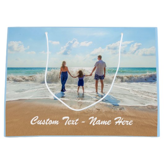 Maak uw fotocadeautas met aangepaste tekstnaam groot cadeauzakje (Voorkant)