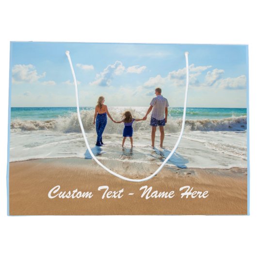 Maak uw fotocadeautas met aangepaste tekstnaam groot cadeauzakje (Achterkant)