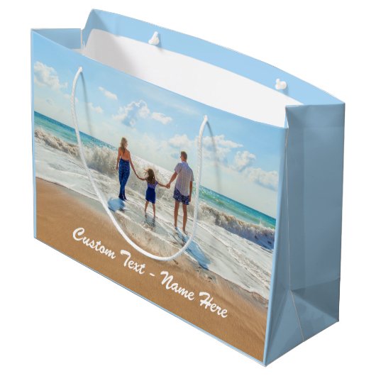 Maak uw fotocadeautas met aangepaste tekstnaam groot cadeauzakje (Achterkant Gekanteld)