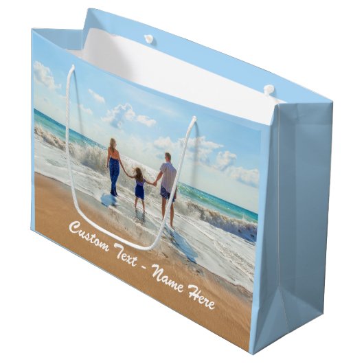 Maak uw fotocadeautas met aangepaste tekstnaam groot cadeauzakje (Voorkant Gekanteld)