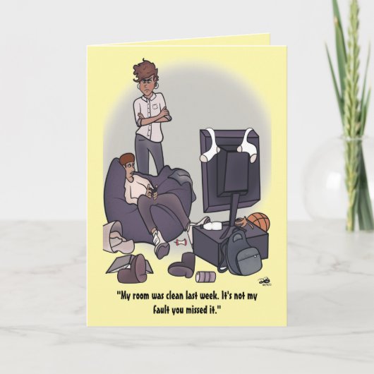 Maak uw kamer gevouwen Wenskaart schoon Kaart (Voorkant)