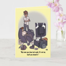 Maak uw kamer gevouwen Wenskaart schoon