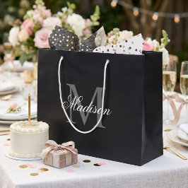 Maak Uw Naam Monogram Calligrafie Zwart Groot Cadeauzakje