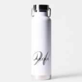 Maak Uw Persoonlijke Monogram Naam Wit Waterfles (Voorkant)