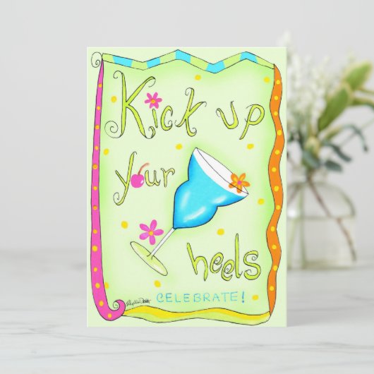 Maak uw uitnodiging op het hoogtepunt groen (Staand voorkant)