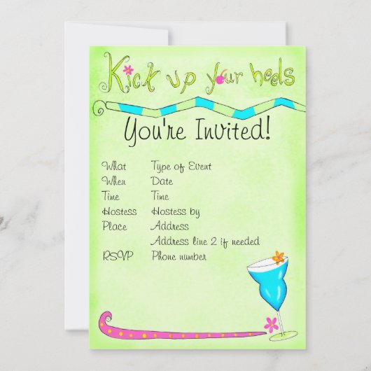 Maak uw uitnodiging op het hoogtepunt groen (Achterkant)