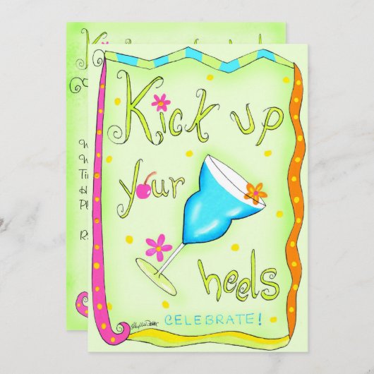 Maak uw uitnodiging op het hoogtepunt groen (Voorkant / Achterkant)