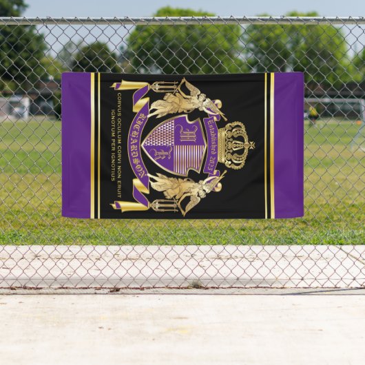 Maak uw wapengekletter Gold Angel Paars embleem Spandoek (Insitu)