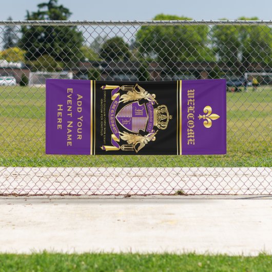 Maak uw wapengekletter Gold Angel Paars embleem Spandoek (Insitu)