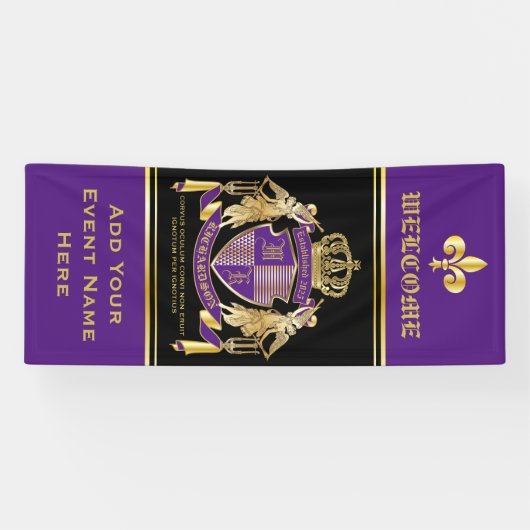 Maak uw wapengekletter Gold Angel Paars embleem Spandoek (Horizontaal)