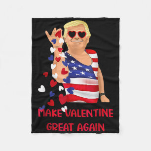 Maak Valentijn weer geweldig, grappige Trump-vlag Fleece Deken
