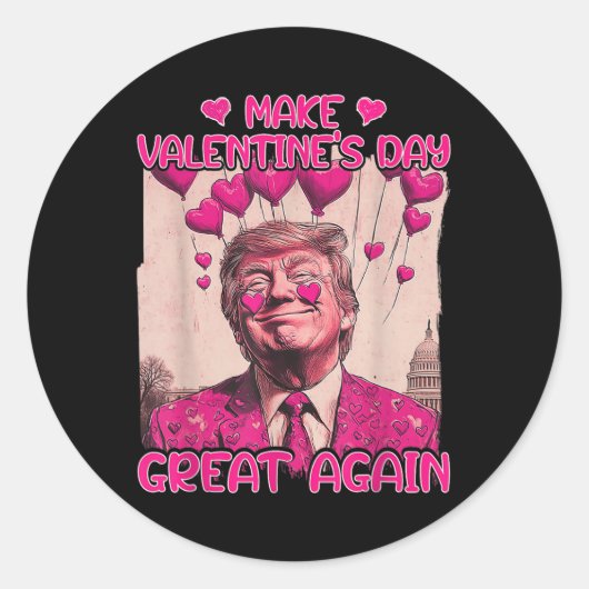 Maak Valentijnsdag weer geweldig, grappige Trump-m Ronde Sticker (Voorkant)
