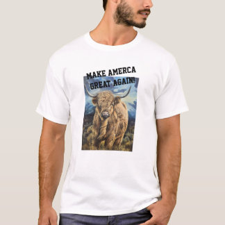 Maak van Amerika een grote Highland Bull T-shirt