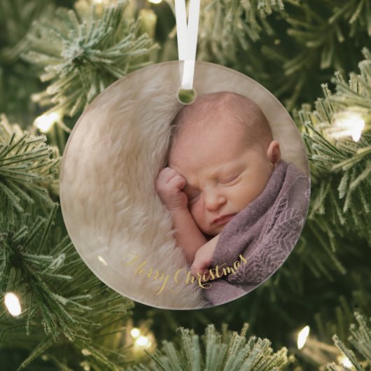 Maak van Baby Girl Boy eerste eerste kerstfoto Glas Ornament (Insitu)