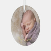 Maak van Baby Girl Boy eerste eerste kerstfoto Glas Ornament (Voorkant links)