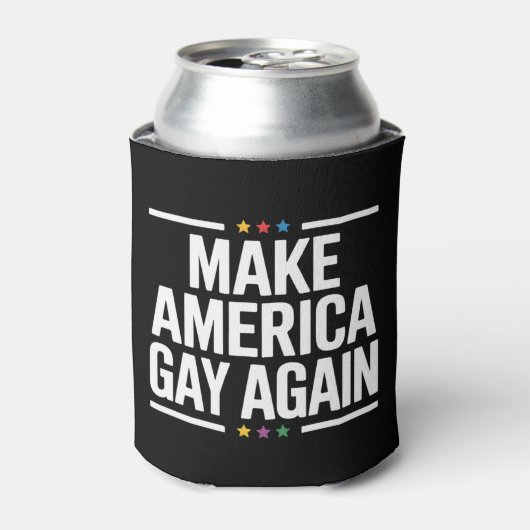 Maak van de Amerikaanse homo weer grappige Gay Pri Blikjeskoeler (Blikje Voorkant)