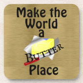 Maak van de wereld een boterham met een broodroost bier onderzetter (Voorkant)