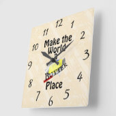 Maak van de wereld een Butter Place Wall-klok Vierkante Klok (Hoek)