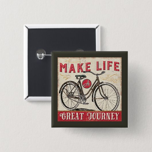 Maak van het leven een geweldige reis vierkante button 5,1 cm (Voorkant /achterkant)