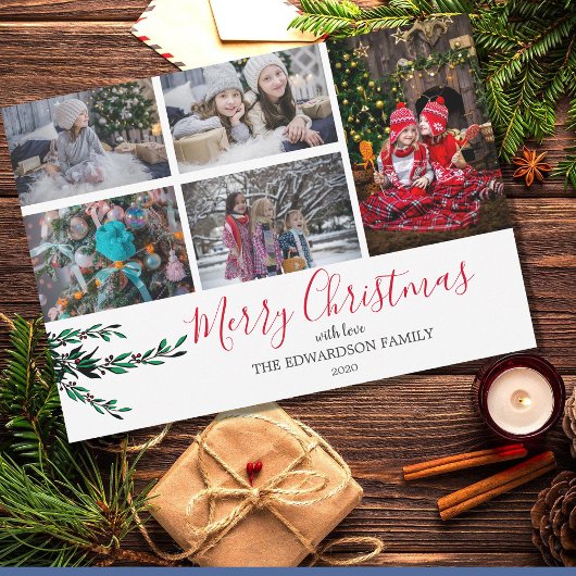 Maak van je eigen familie collage kerst feestdagenkaart